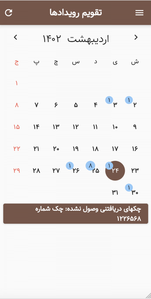 چکهای دریافتنی وصول نشده